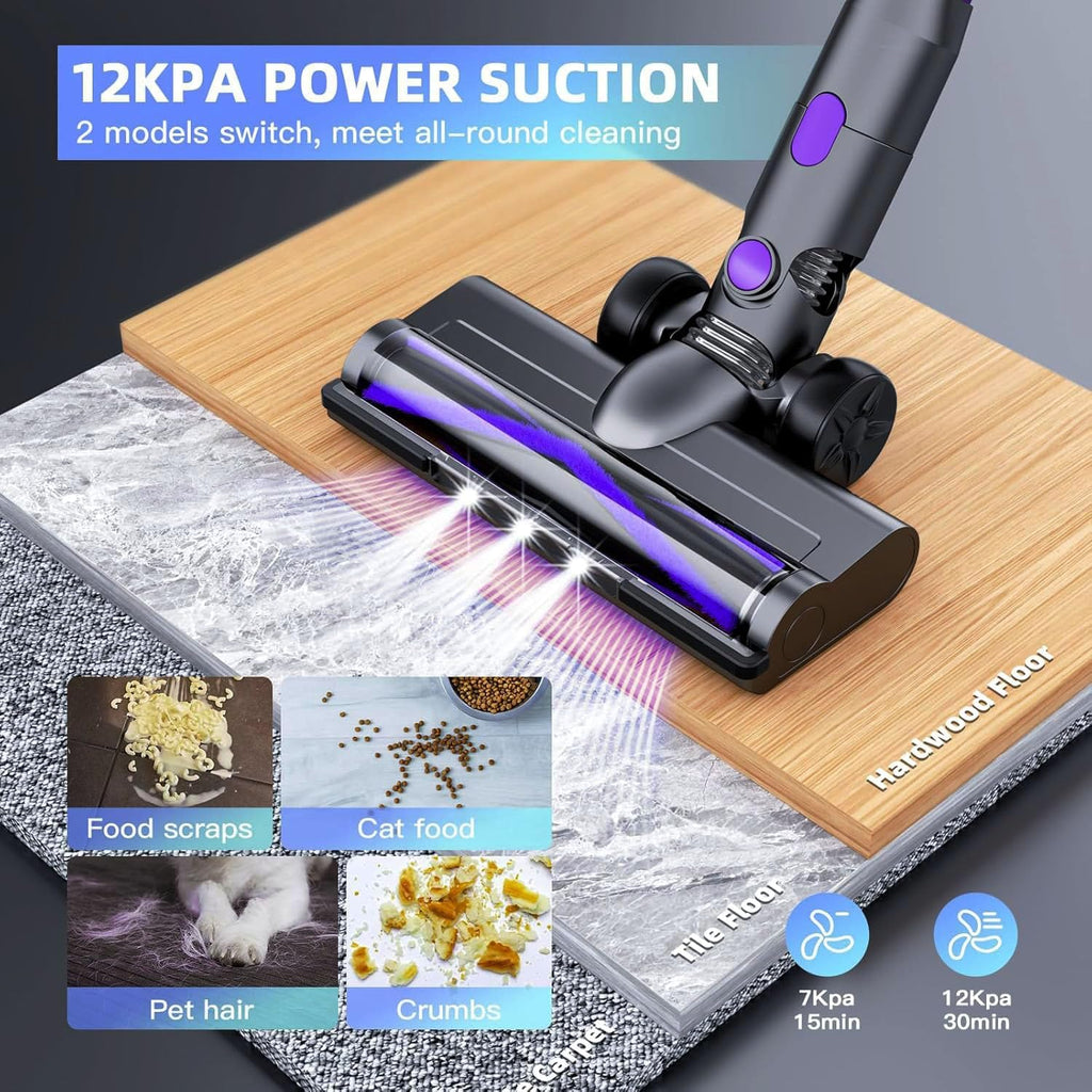 Cordless Vacuum Cleaner for Home,Lightweight Stick Vacuum Cordless Rechargeable with Power Suction, Up to 35 Mins Runtime, Hardwood Floor Vacuum for Pet Hair,Carpets,Tile(Black)