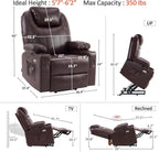 MCombo Dual Motor Large Power Lift Recliner Chair for Elderly, Lay Flat Lift Chair with Heat and Massage, Big Lift Recliner for Tall People, Faux Leather 7815 (Dark Brown)