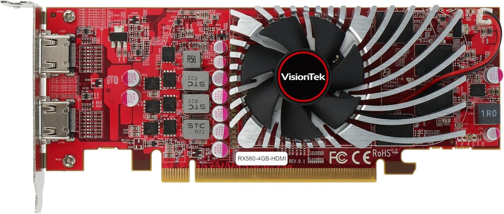 VisionTek AMD Radeon RX 560 4GB GDDR5 Low Profile Small Form Factor Video Graphics Card for PC ITX SFF HTPC 128-Bit DirectX 12, 50W Bus Power, PCI Express 3.0 x8, Dual HDMI