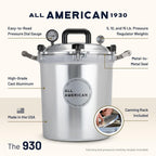 All American 1930: 30qt Pressure Cooker/Canner (The 930) - Exclusive Metal-to-Metal Sealing System - Easy to Open & Close - Suitable for Gas or Electric Stoves - Made in the USA