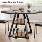 Jocoevol Round Dining Table for 4,Kitchen Dining Room Circle Dinner Pedestal Table,Space Saving Wood Kitchen & Dining Room Furniture (Black, 42In)