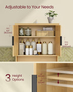 VASAGLE MAXE Collection - Over the Toilet Storage Cabinet, 23.6-Inch Wide Mid Century Modern Bathroom Organizer with Fluted Doors, Adjustable Shelf, Space-Saving, Oak Beige UBTS028YC01S