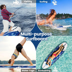 KOTEK 6' Surfboard, Surfing Board with 3 Removable Fins, Safety Leash, EPS Core & EPE Deck, Lightweight Surf Board for Teenagers, Adults, Beginners