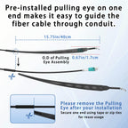 100M/328FT OM3/OM4 LC to LC Outdoor Armored Fiber Optic Patch Cable  Multimode Duplex 50/125μm  10Gb/40Gb/100Gb  Industrial TPU Jacket  Direct Burial  Uniboot  MMF  OD 5mm  Pulling Eye Kit Installed