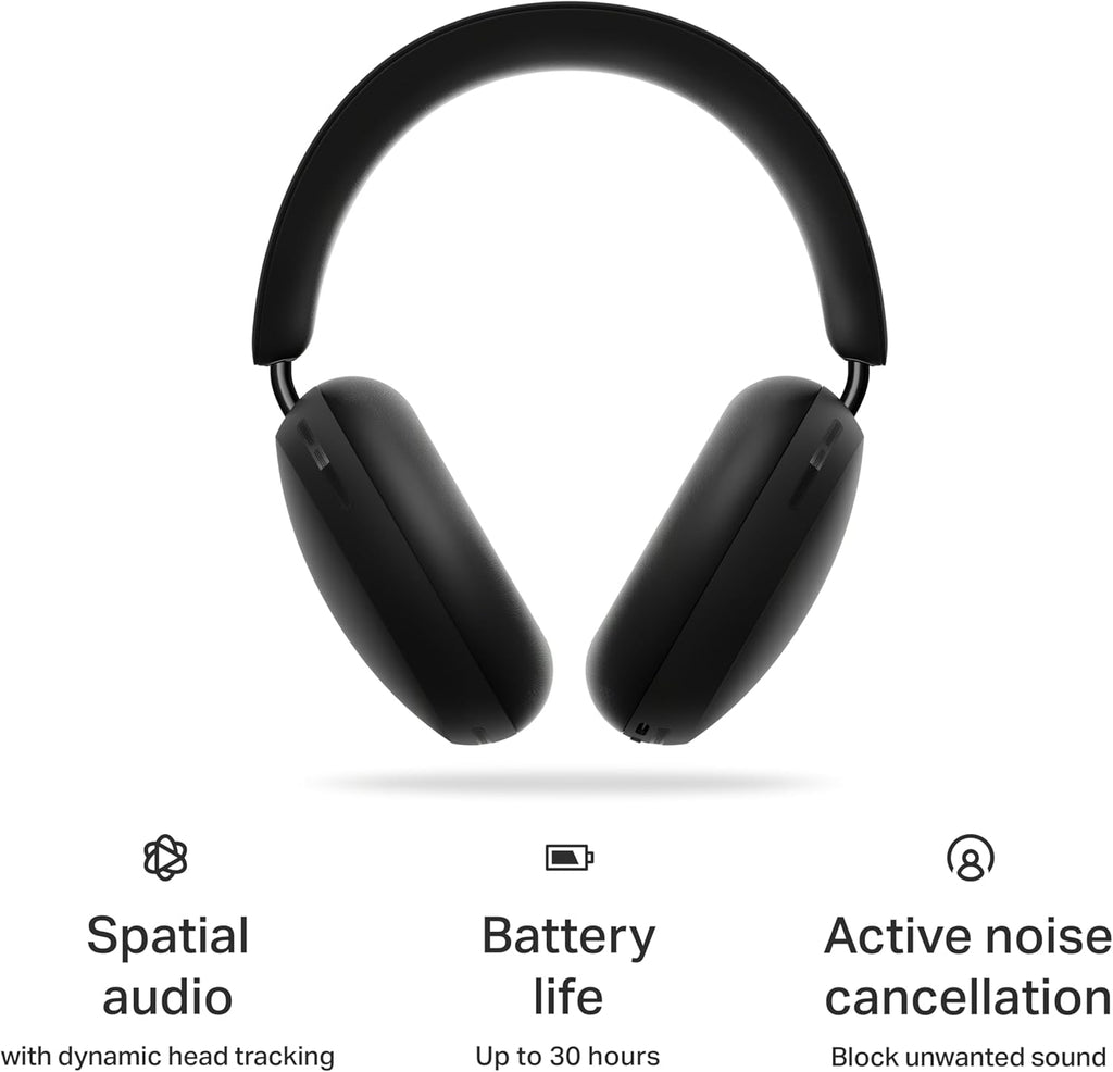 Sonos Ace | Noise Cancelling Wireless Over-Ear Headphones with Bluetooth  30-Hour Battery Life  Spatial Audio  Dolby Atmos  Dynamic Head Tracking - Black