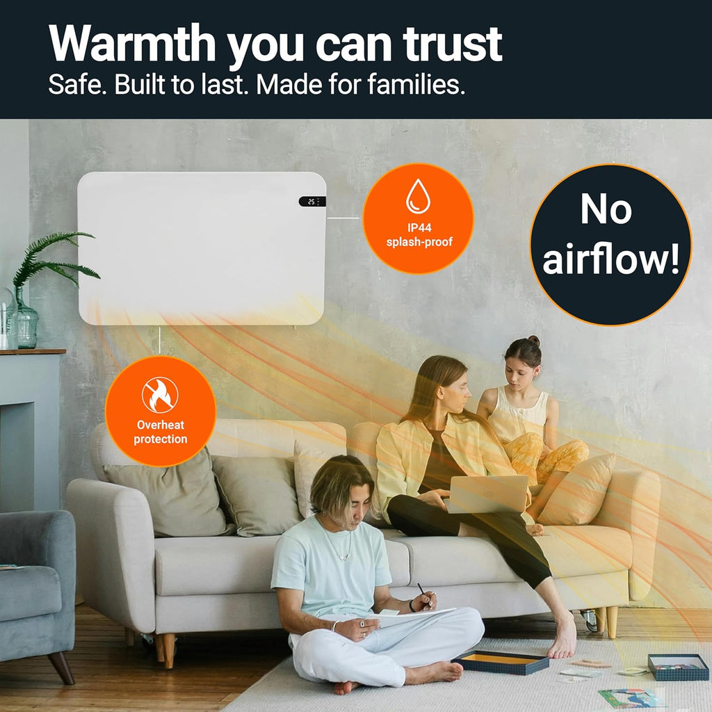 Könighaus 800W Smart Dual Space Heater – Wall heater and mobile use – WiFi App Control & Remote – Includes Towel Rack, Stand Feet & Mounting Kit – Color: White