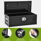 AUTOSAVER88 30 Inch Truck Bed Tool Box, Heavy Duty Aluminum Diamond Plate Tool Box Chest, Waterproof Chest Storage Box with Sliding Shelf and Lock for Trucks, Trailers, RVs, Warehouses