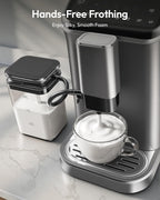 Fully Automatic Espresso Machine, 20 Bar Coffee Maker with Grinder and Integrated Milk Frother, Automatic Espresso Machine with Touch Screen, 15-Grind Settings Coffee Machine for Home, Silver