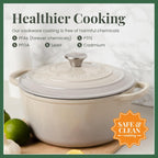 Larder & Vine Enameled Cast Iron 5.7 qt Dutch Oven Pot with Lid | Dutch Oven | Compatible on All Cooktops & Oven Safe to 500° F | Great for Sourdough Bread | Stone