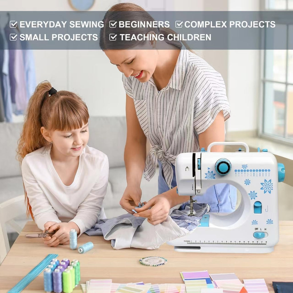 Sewing Machine for Beginners, Starter Safe Sewing Machine For Grandmother, Granddaughter, Adults, 505 New Upgraded Pro Sewing Machines with Extension Table -7 Presser Feet, Foot Pedal