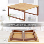 soges Small Foldable Coffee Table, Wooden Low Table for Sitting on The Floor, Bamboo Floor Desk, Japanese Dining Table, Tatami Table for Living Room Bedroom, 60HSLZCT03BB