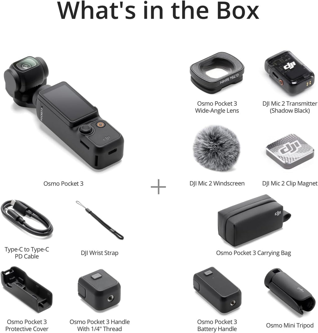DJI Osmo Pocket 3 Gimbal Camera Creator Combo  Bundle with 64GB Memory Card  Card Reader (Creator Combo Bundle)