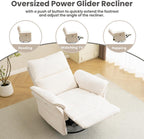 Oversized Power Recliner Chair Swivel Glider with Massage and Heat, Rocker Nursery Recliner for Adults with Adjustable Headrest, 26" Extra Wide Nursery Chair with Overstuffed Armrest,White