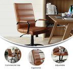 Flash Furniture Whitney Mid-Back Desk Chair - Brown LeatherSoft Executive Swivel Office Chair with Black Frame - Swivel Arm Chair