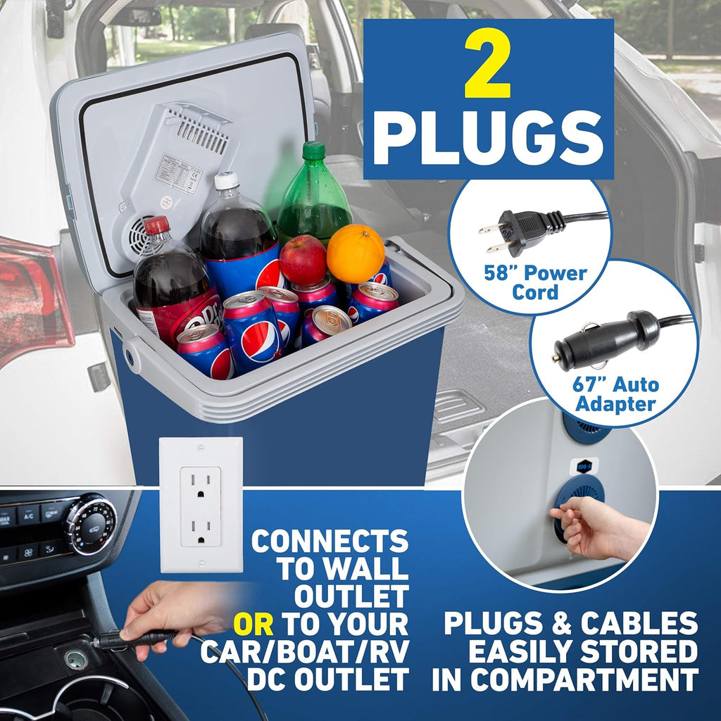 K-Box Electric Cooler and Warmer 34 Qt – Portable Dual-Power 12V Car & 110V Home Unit – Keeps Food & Drinks Hot or Cold – Compact Travel Fridge for Road Trips, Camping, Beach & Tailgating