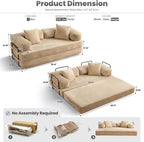 ovios 81" Folding Sofa Bed, Foldable Sleeper Boneless Couch with Pull Out Beds, Modular Convertible Floor Futon Loveseat Lounger for Living Room (Corduroy, Beige)
