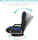 Best Choice Products Swivel Gaming Chair 360 Degree Multipurpose Floor Chair Rocker for TV, Reading, Playing Video Games w/Lumbar Support, Armrest Handles, Adjustable Foldable Backrest - Black/Blue