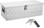 ARKSEN 30" Heavy Duty Aluminum Truck Bed Tool Box, 5-Bar Tread Plate Pickup Truck Storage Toolbox with Side Handles, Lock & 2 Keys, Weather Resistant Tool Chest for Truck, RV, Trailer - Silver