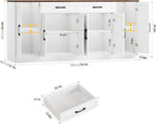 71” Large Buffet Cabinet with Storage, Sideboard Buffet Cabinet with Adjustable Shelves and 6 Soft-Close Doors, Wood Coffee Bar Console Table for Kitchen, Dining Room, White