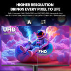 CRUA 32'' 4K Gaming Monitor 160Hz  UHD 3840x2160 IPS Screen  Height/Pivot/Swivel/Tilt Adjustable Vertical Monitor  Support FreeSync  Built-in Speakers  120% sRGB  PIP/PBP  HDMI 2.0 & DP 1.4-Black