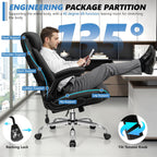 Office Chair, Big and Tall Ergonomic Desk Chair, Executive Leather Computer Chair with Adjustable Lumbar Support, Comfy Gaming Chair with Flip Up Arms, Swivel PC Chair with Rocking Function, Black