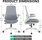 Ergonomic Office Chair, High Back Mesh Desk Chair with Lumbar Support, 360° Swivel & Slide-Adjustable Arms, Tilt Lock and Recline, Breathable Task Chair for Home Office & Gaming (Grey)