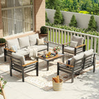 Aoxun Aluminum Patio Furniture Set 7 Seats  Oversized Outdoor Sectional with Washable Thick Cushions  Coffee Table and Waterproof Cover  Patio Conversation Sets for Porch  Balcony  Deck