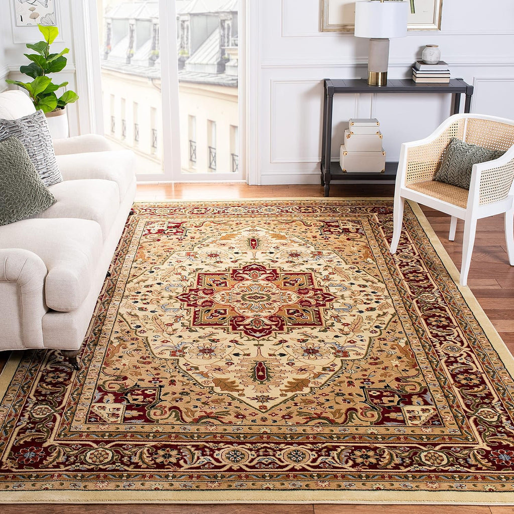 SAFAVIEH Lyndhurst Collection X-Large Area Rug - 12' x 18', Ivory & Red, Traditional Oriental Design, Non-Shedding & Easy Care, Ideal for High Traffic Areas in Living Room, Bedroom (LNH330A)