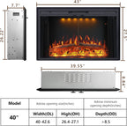 Valuxhome 43” W Electric Fireplace Heater with Crackling Sound, 1-9H Timer, Remote Control, Glass Door and Movable Mesh Screen, 3 Color Settings