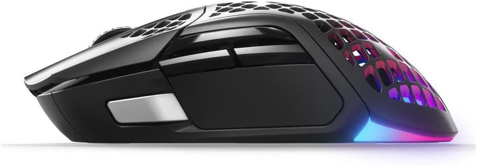 SteelSeries Aerox 5 Wireless - Holey RGB Gaming Mouse - Ultra-lightweight Water Resistant Design - 9 Buttons – Bluetooth/2.4 GHz - 18K DPI TrueMove Air Optical Sensor