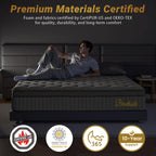 14″ King Hybrid Mattress – Cooler, Quieter & Deeper Comfort, Airflow Foam + Pocket Coils, 2″+ Plush Cushion, Heavy-Duty Support, CertiPUR-US, Fiberglass-Free, Mattress in a Box