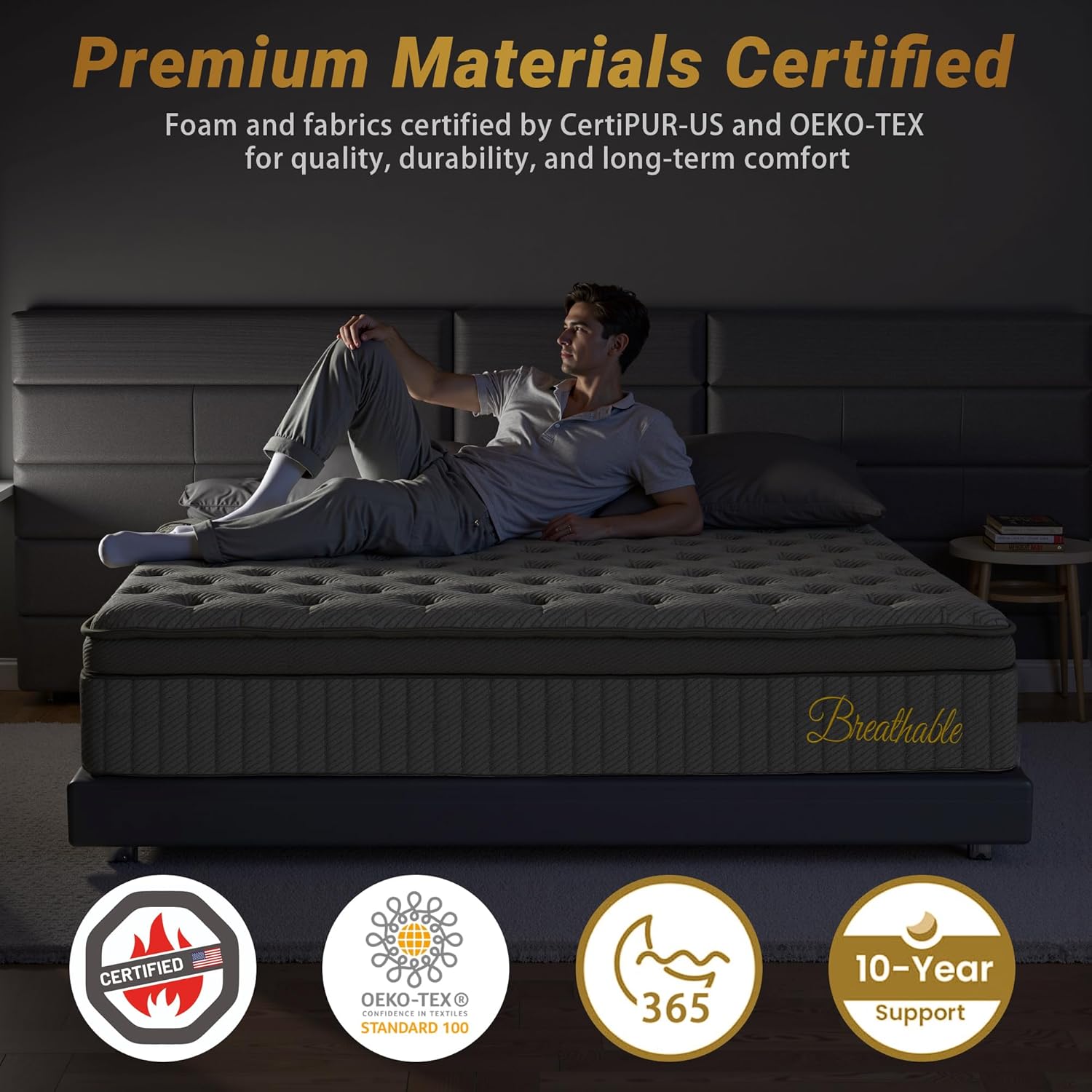 12″ Queen Hybrid Mattress – Balanced Support & Comfort, Cooling Breathable Foam + Pocket Coils, Motion Isolation, Reinforced Edges, CertiPUR-US, Fiberglass-Free, Mattress in a Box