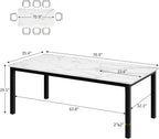 GarveeHome 70.8 in Industrial Dining Table for 6, Wooden Long Dinner Table with Mortise Tenon Design, Kitchen Table with Sturdy Metal Legs, for Dining Room Home Office Living Room, White