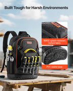 VEVOR Tool Backpack with Tools, 65 Pockets, Heavy-duty Tools Storage Organizer Bags with Laptop Compartment & Molded Base, Electrician Jobsite Backpack for Electrician, Repairman, and HVAC Techs