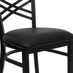 Flash Furniture Hercules Series "X" Back Metal Restaurant Chairs, Modern Upholstered Armless Dining Chairs for Restaurants/Kitchens, Set of 2, Black