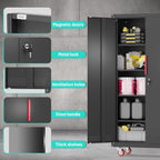 Eltean Metal Garage Cabinets with Wheels| 71" Steel Lockable Garage Storage Cabinet with 4 Adjustable Shelves, Heavy-Duty Tool Storage Cabinet for Home, Basement, Workshop (Black)