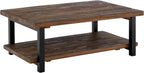 Alaterre Furniture Pomona Living Room 48 Inch Rectangular Solid Wood Coffee Table with Storage Shelf & Metal Legs – Rustic Industrial Farmhouse Large Living Room Table (Rustic Brown)