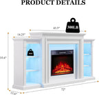 72" LED Lights Electric Fireplace with Mantel, Fireplace TV Stand for TVs Up to 80",Modern Entertainment Center with Storage, Delicate Three-Dimensional Molding with Remote Control for Living Room
