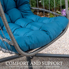 Yechen Wicker Egg Chair Outdoor Indoor for Patio Balcony, Foldable Rattan Egg Swinging Chair Hammock Egg Chairs Hanging Egg Chair for Bedroom, Handmade Chair 350 Lbs Capacity
