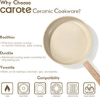 CAROTE 22Pcs Pots and Pans Set Non stick, Ceramic Cookware Set, Non-toxic Kitchen Cooking Set, PFAS and PFOA Free