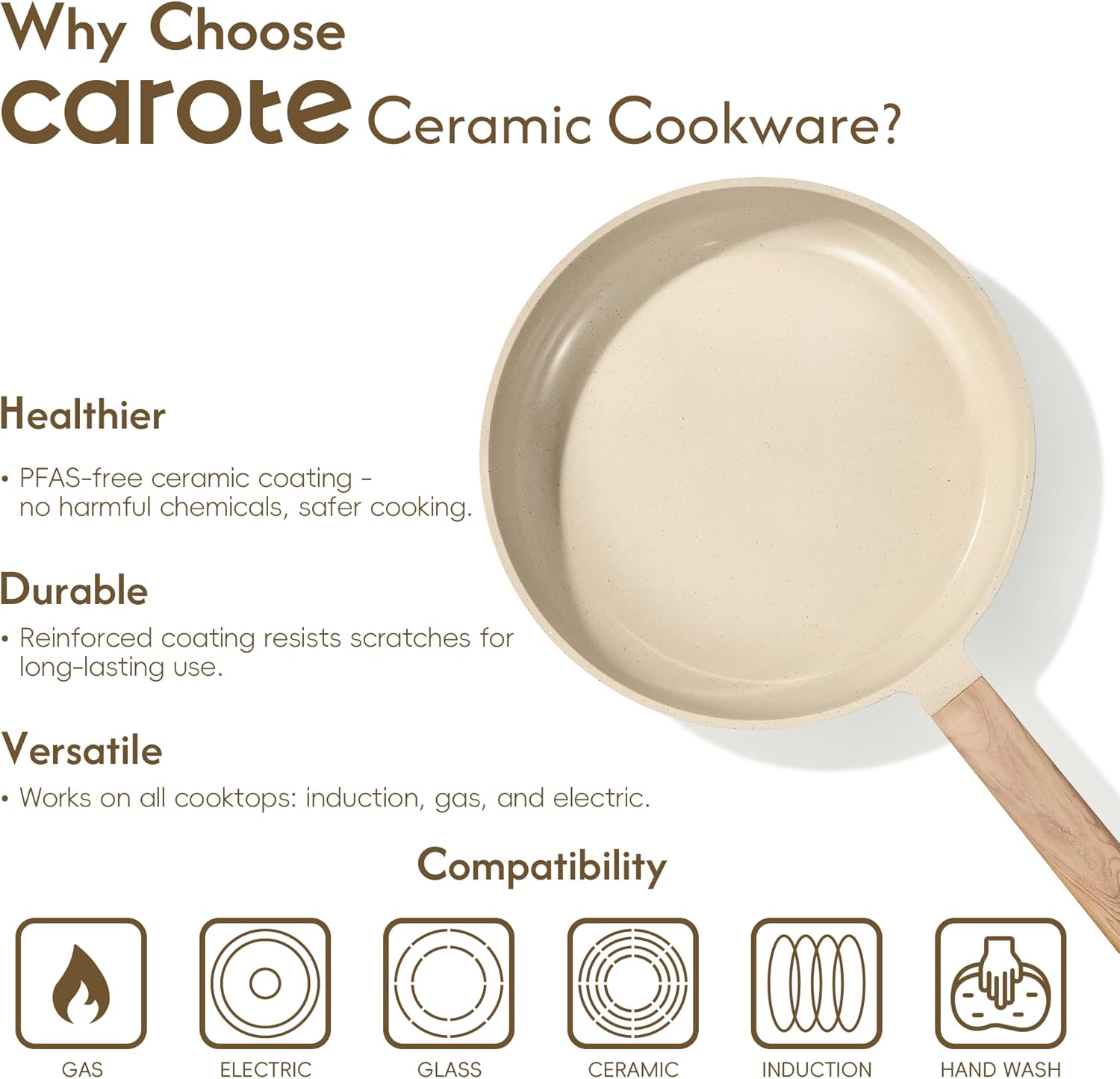 CAROTE 22Pcs Pots and Pans Set Non stick, Ceramic Cookware Set, Non-toxic Kitchen Cooking Set, PFAS and PFOA Free
