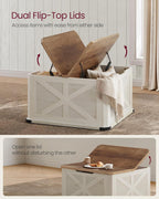 VASAGLE LIRY Collection - Farmhouse Coffee Table with Storage, Square Center Coffee Table for Living Room, with Hidden Compartment, Flip-Top Lids, Honey Brown and Rustic White ULCT232W73