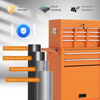 8-Drawer Rolling Tool Chest with Wheels, 2-in-1 Detachable Tool Box with Drawers and Large Cabinet, Rolling Tool Chest Storage Cabinet with Lockable for Warehouse, Garage, Workshop (Orange)