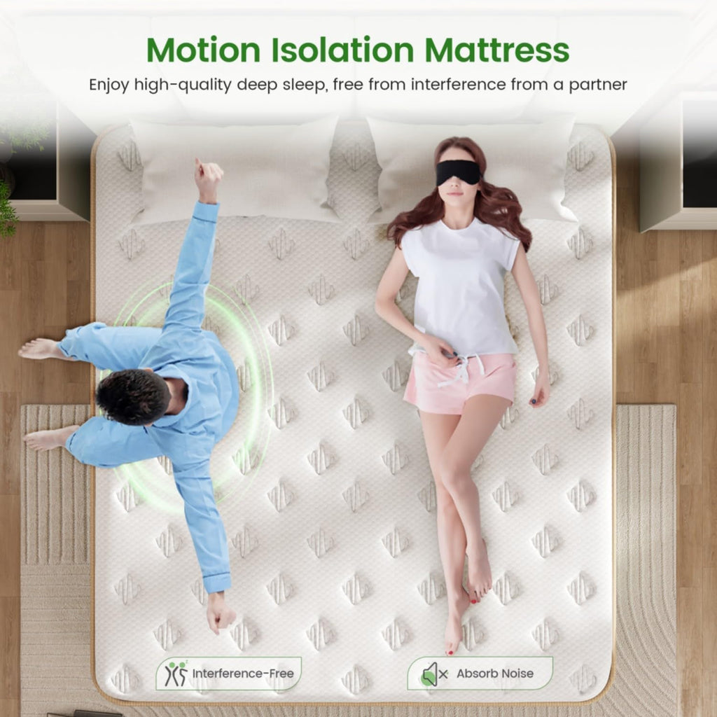 King Mattress, Enhanced 14 Inch King Size Hybrid Mattress in a box with Gel Memory Foam & Independent Pocket Springs, Medium Plush, Pressure Relief, Strong Edge Support, 365-Night Trial, CertiPUR-US
