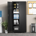 Greenvelly 73" Storage Cabinet with Wheels,Metal Rolling Garage Cabinet with Locking Doors and 4 Adjustable Shelves for Home,Kitchen,Office,Warehouse(32" W x 16" D)