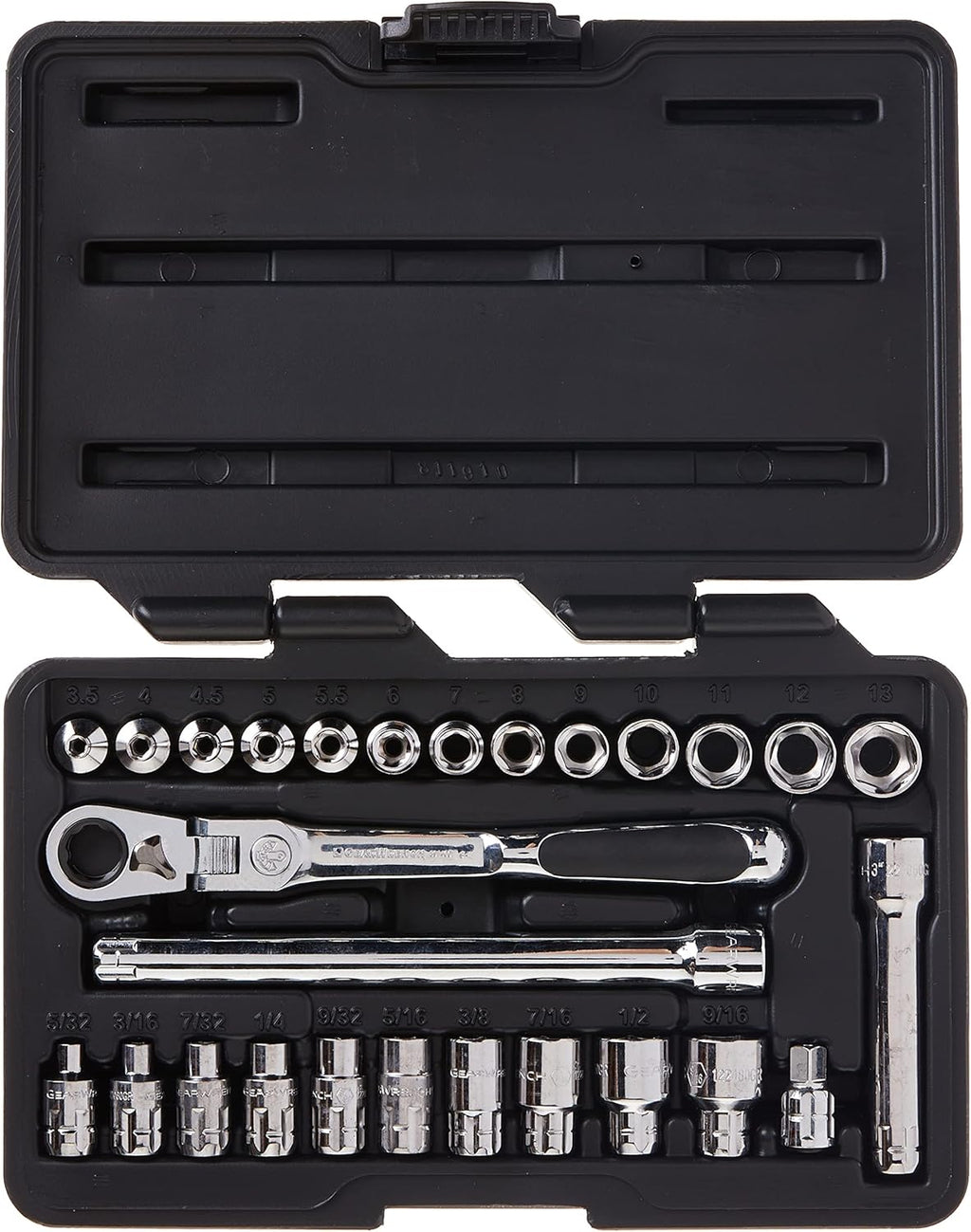 GEARWRENCH 27 Pc. 1/4" Drive 6 Pt. Pass-Thru Mechanics Tool Set, Standard SAE/Metric - 891427