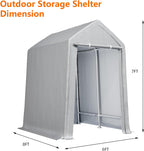 GarveeLife Carport Canopy, 6x9 ft Heavy Duty Carport Waterproof, Portable Garage With Removable Sidewalls & Doors Car Canopy With All-Season Tarp for Motorcycle, Bike, Garden Tools, Grey