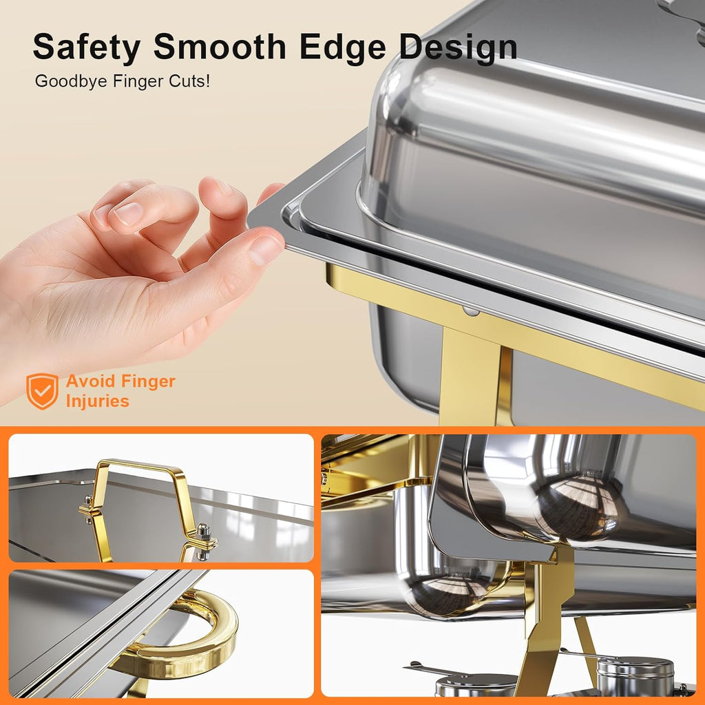 Chafing Dishes for Buffet 4 Pack, High Grade Chafing Dish Buffet Set, Buffet Food Warmers Screw-Free Installation with Stackable Design for Wedding/Home/Christmas Buffets, 4 Full Size Pans