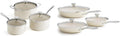 Redchef Cooking Pot Set Induction 5Qt, Saucepan Set 2.5/3.5Qt 8" 9.5" 11" Frying Pan Set with Tempered Glass Lids, Stay-Cool Handles, Oven/Dishwasher Safe, PTFE PFAS Free (Beige)