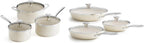 Redchef Cooking Pot Set Induction 5Qt, Saucepan Set 2.5/3.5Qt 8" 9.5" 11" Frying Pan Set with Tempered Glass Lids, Stay-Cool Handles, Oven/Dishwasher Safe, PTFE PFAS Free (Beige)